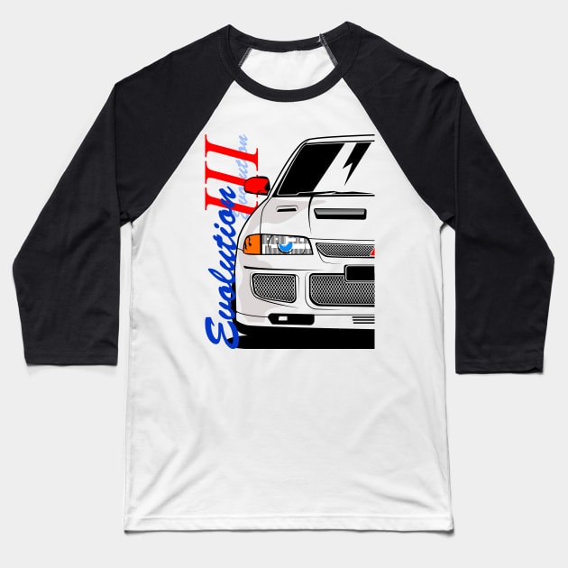 Mitsubishi Lancer Evolution 3 Baseball T-Shirt by gaplexio